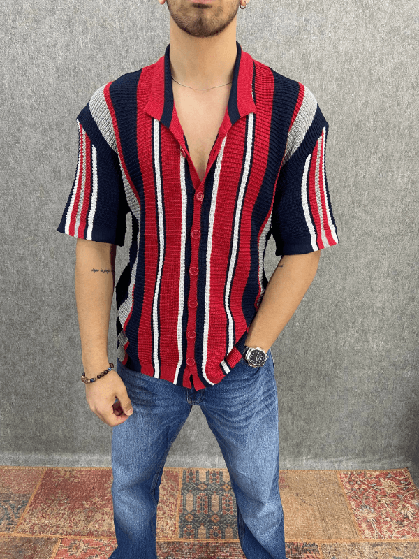 Oversize Çizgili Triko Tshirt 