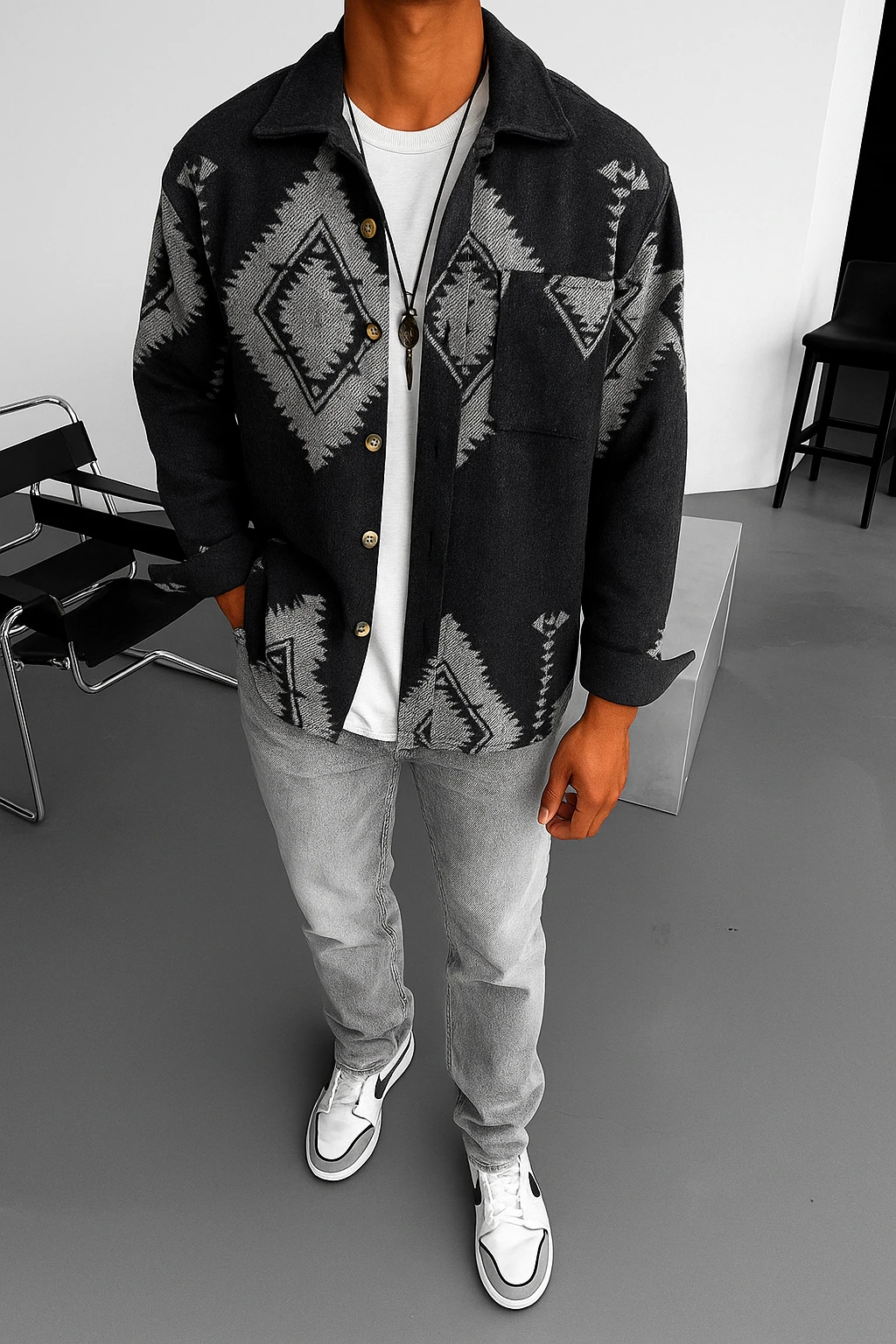 Oversize Otantik Pamuk Kaşe Gömlek