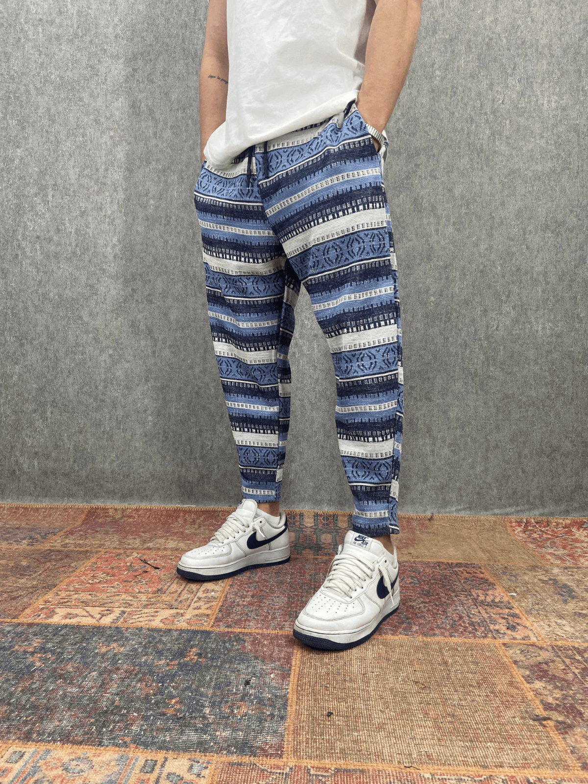 Beli Lastikli Pamuklu Bohem Desenli Baggy Pantolon