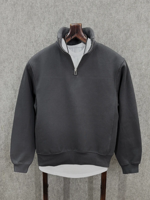 Oversize Şardonlu Üç İplik Füme Sweatshirt