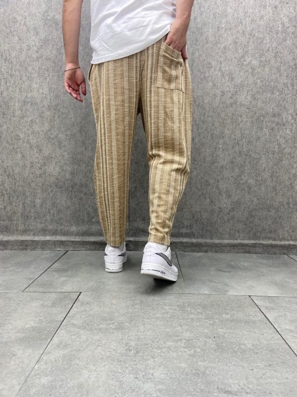 Beli Lastikli Bohem Baggy Desenli Pantolon