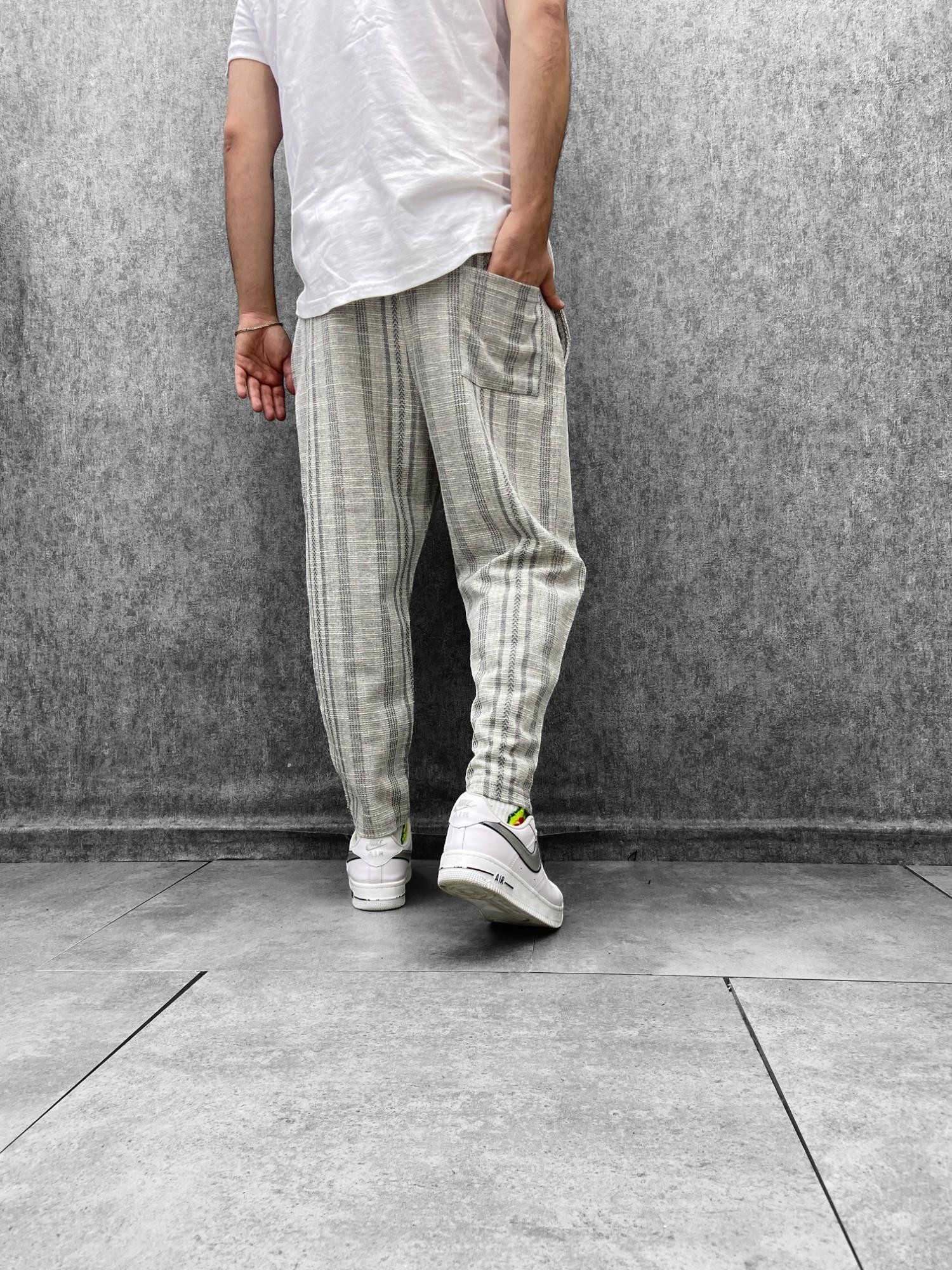 Beli Lastikli Düz Paça Desenli Baggy Pantolon