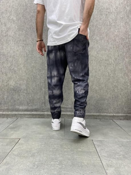 Beli Lastikli Yağ Yıkamalı Desenli  Baggy Pantolon