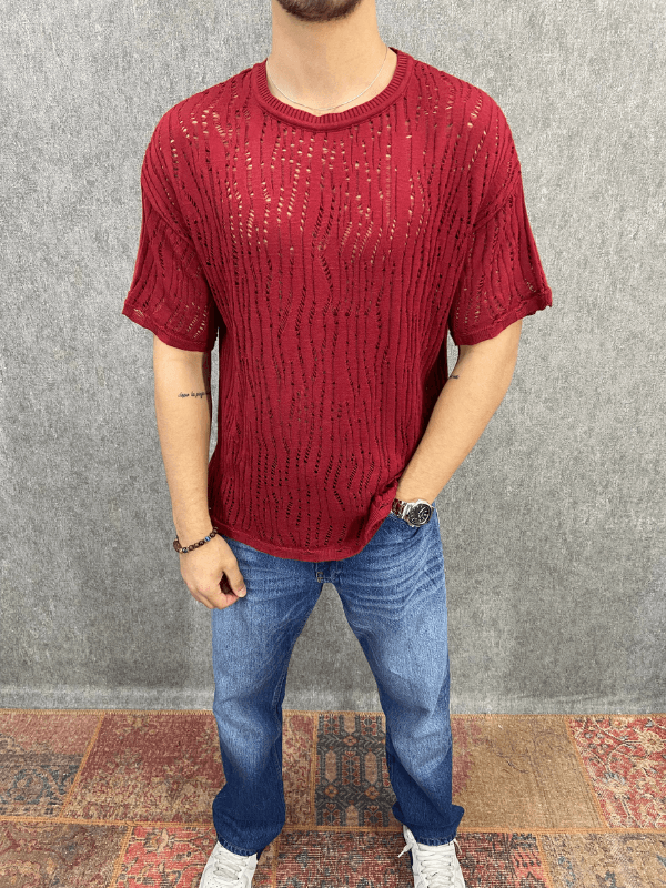 Oversize Bordo Triko Tshirt 