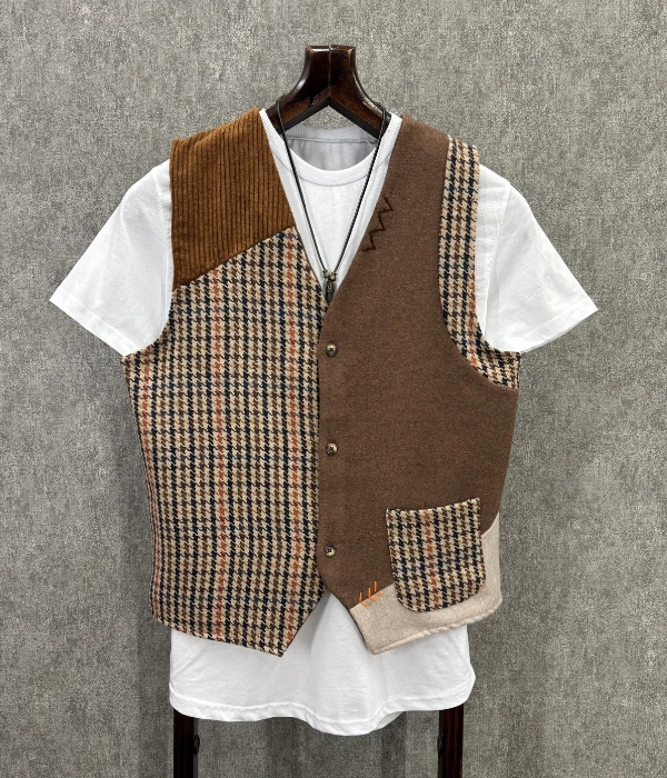 Regular El İşi Detaylı Pamuklu Kaşe Yelek