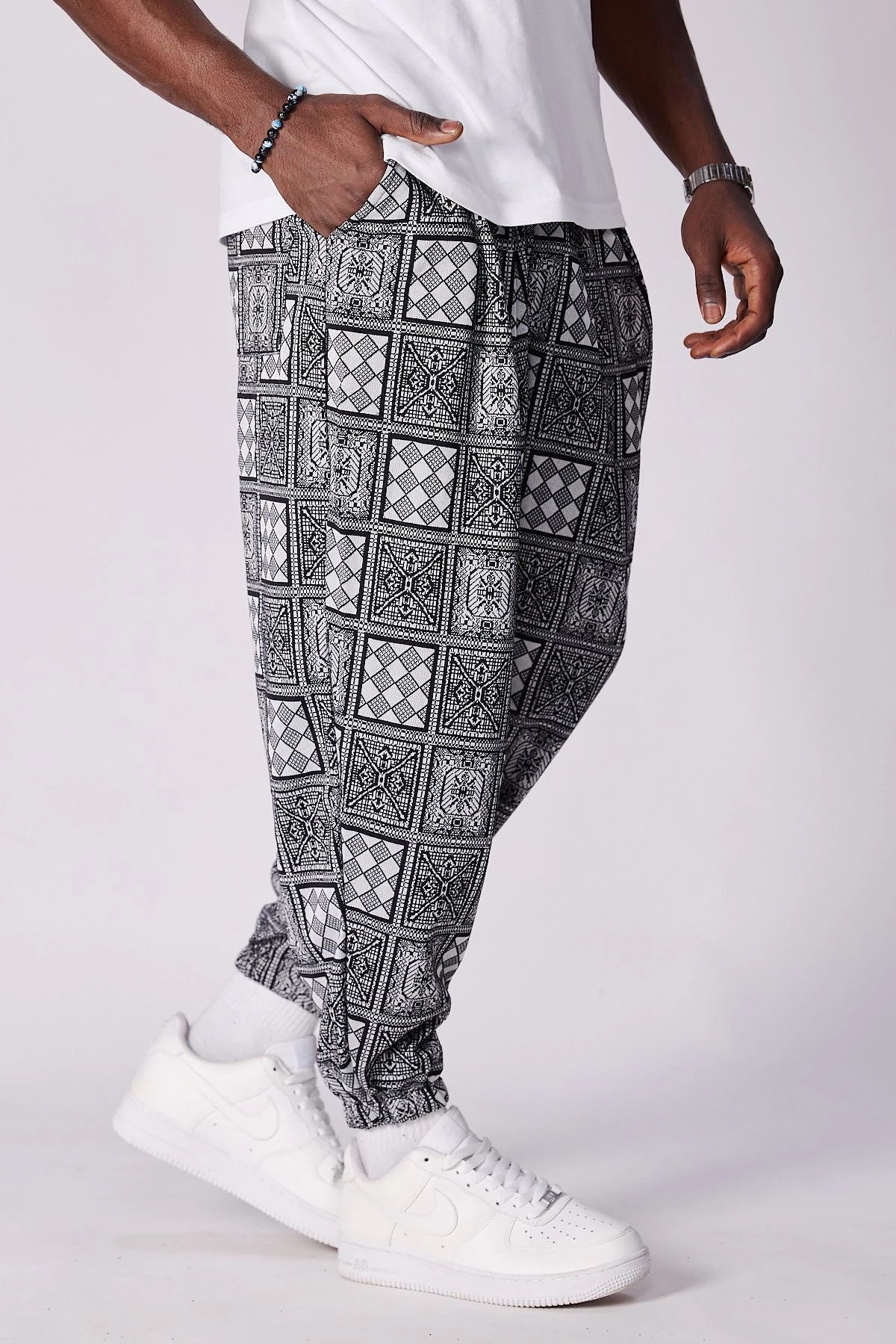  Beli Lastikli Desenli  Şalvar