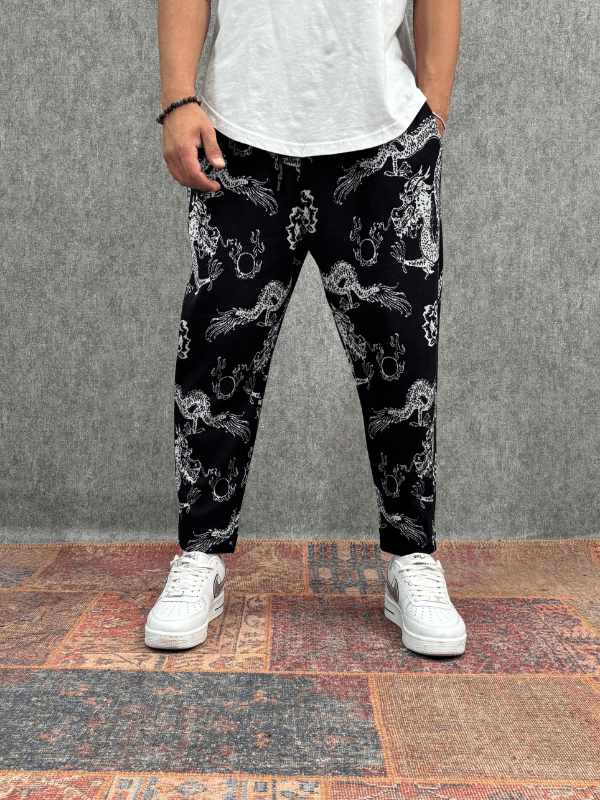  Beli Lastikli Desenli  Baggy Pantolon