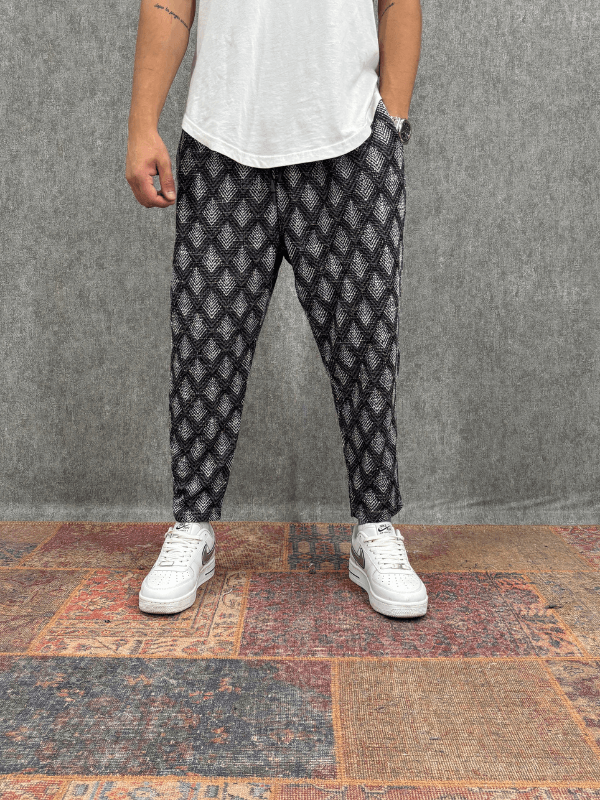 Beli Lastikli Bohem Desenli Baggy Pantolon