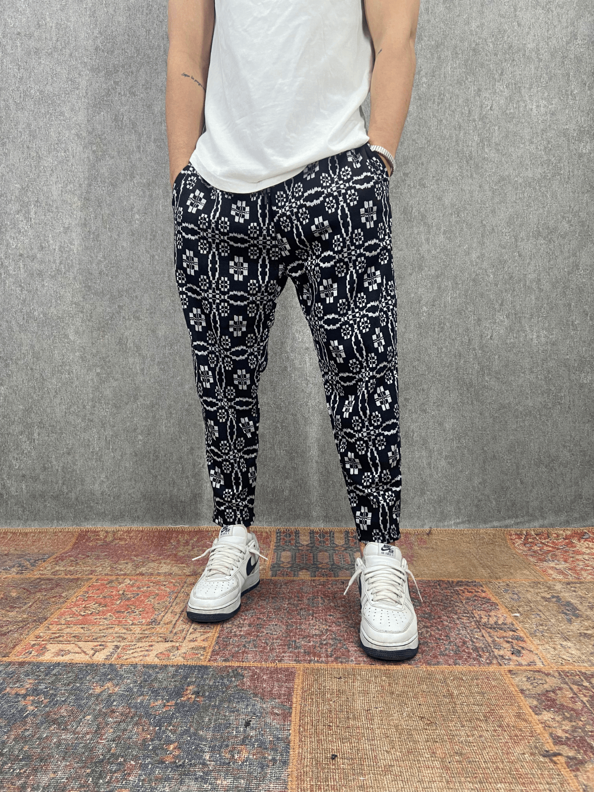 Beli Lastikli Pamuklu Bohem Desenli Baggy Pantolon