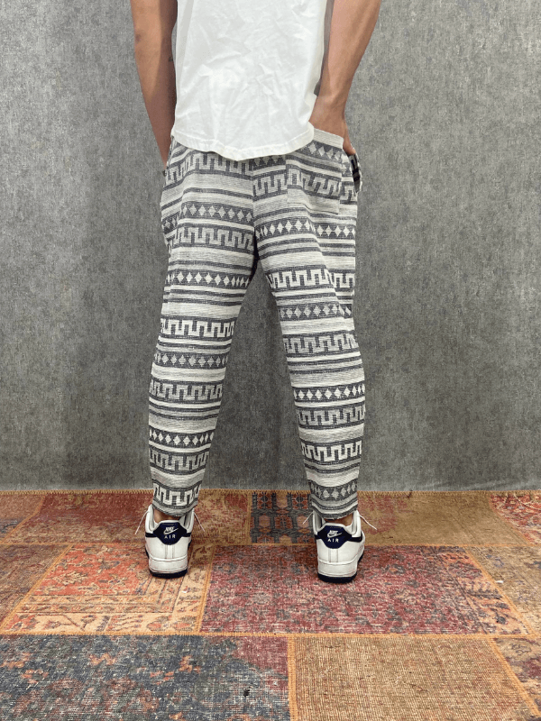 Beli Lastikli Bohem Desenli Baggy Pantolon
