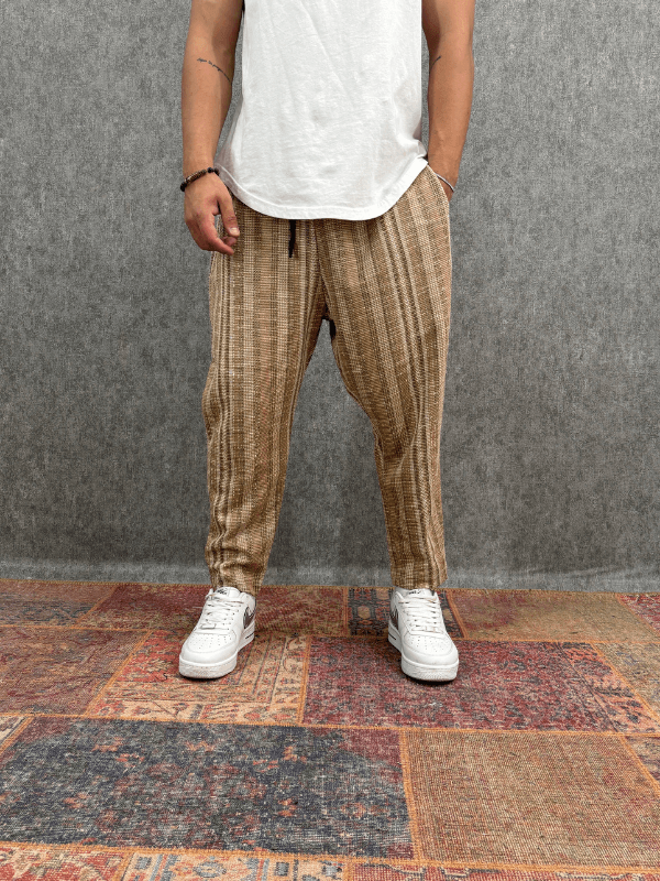 Beli Lastikli Desenli  Baggy Pantolon
