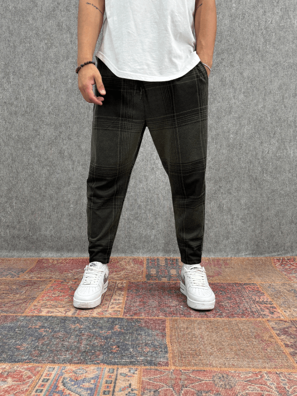 Beli Lastikli Ekoseli Baggy Pantolon 