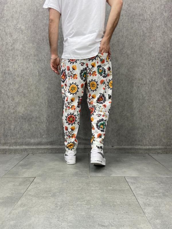 Beli Lastikli Desenli  Baggy Pantolon