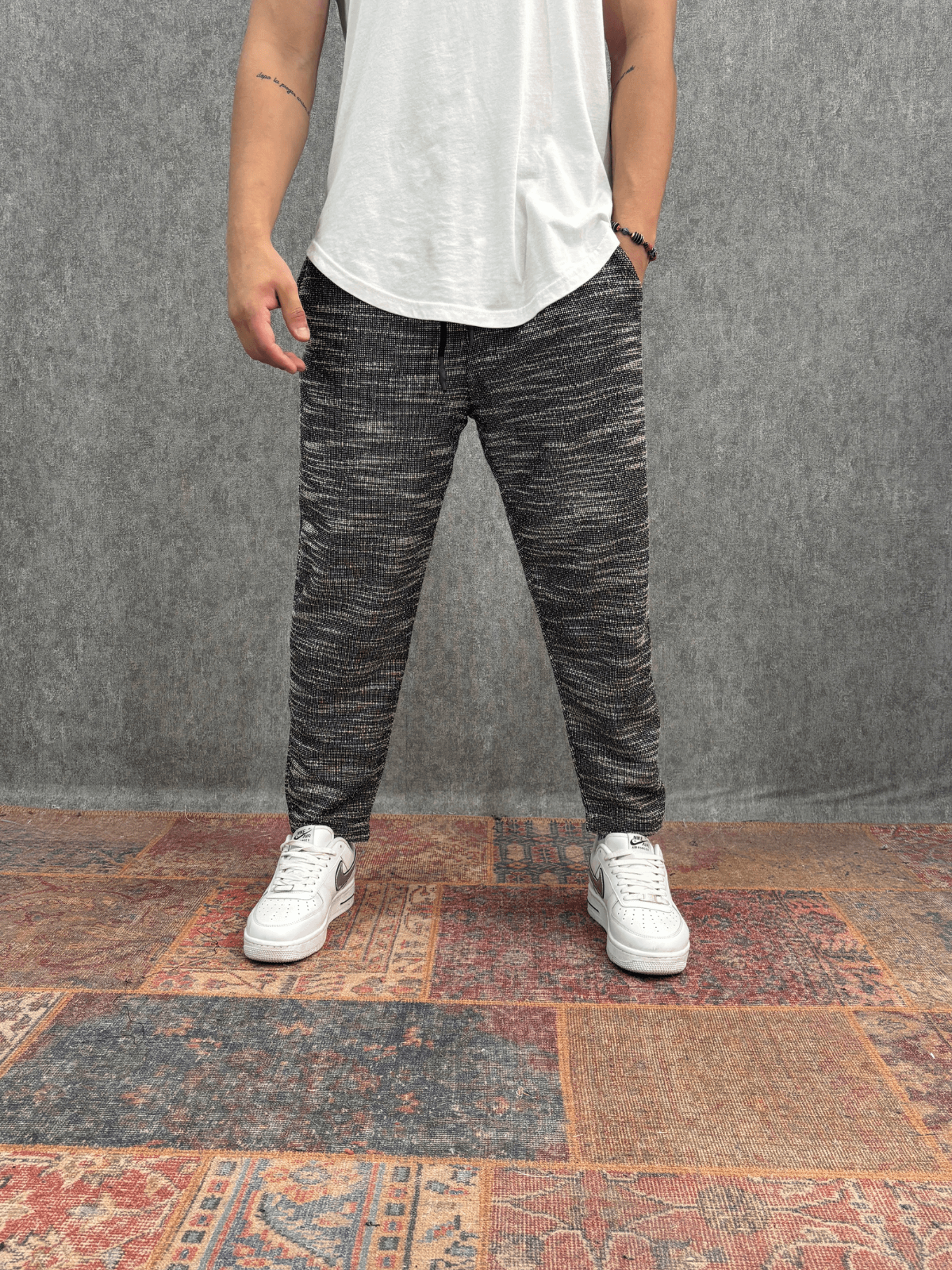 Beli Lastikli Kırçıllı Baggy Pantolon