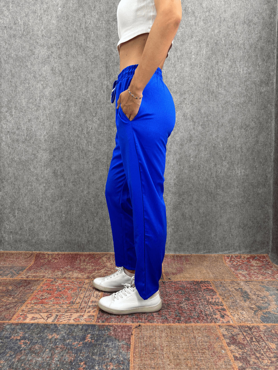 Beli Lastikli Viscon Saks Pantolon