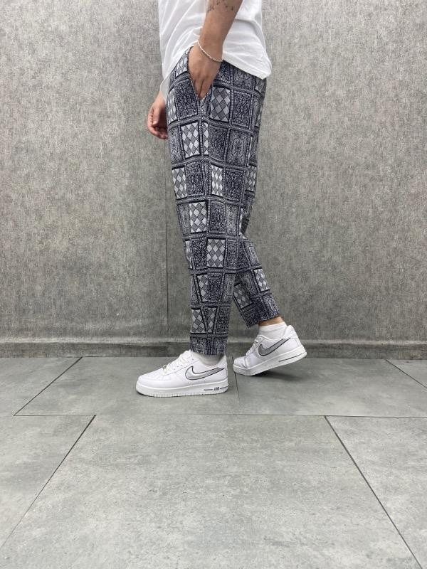 Beli Lastikli Aztek Desenli Bohem Baggy Pantolon