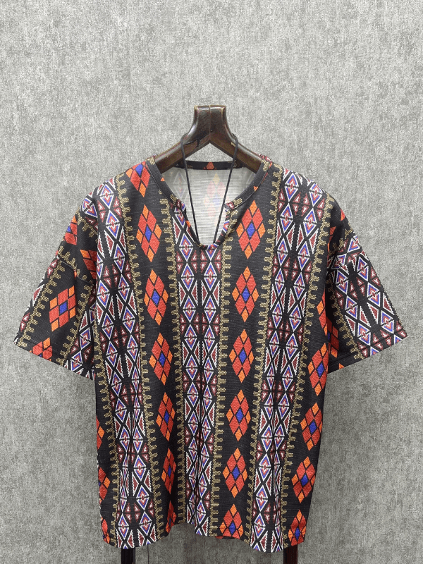 Oversize Desenli Bohem Tshirt
