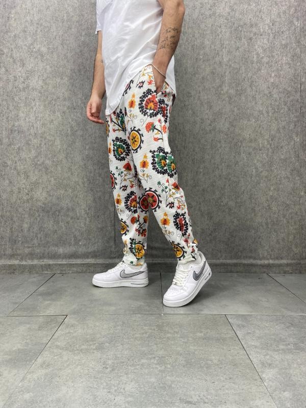 Beli Lastikli Desenli  Baggy Pantolon