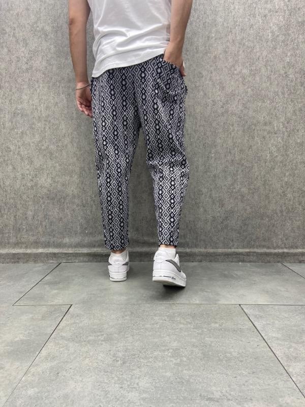 Beli Lastikli Bohem Baggy Desenli Pantolon