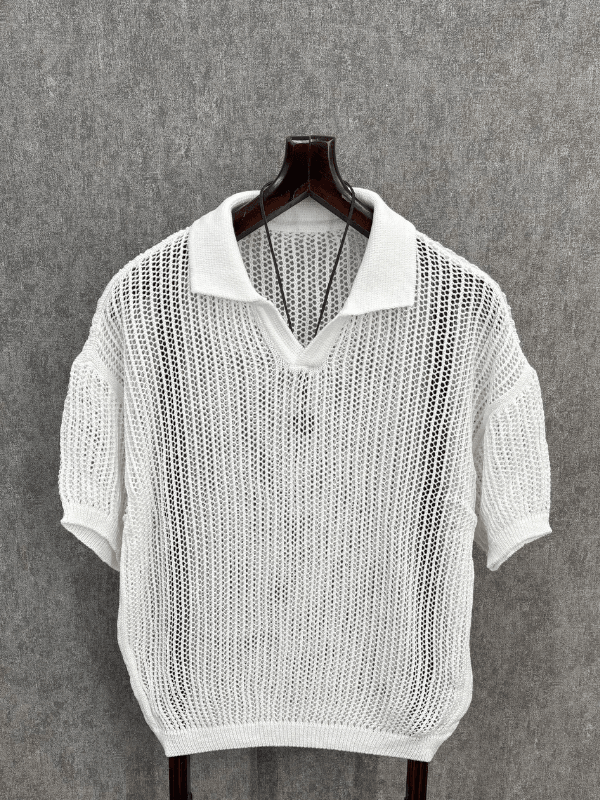 Oversize Beyaz Delikli Triko