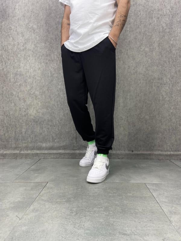 Bel ve Paça Lastikli Siyah Jogger