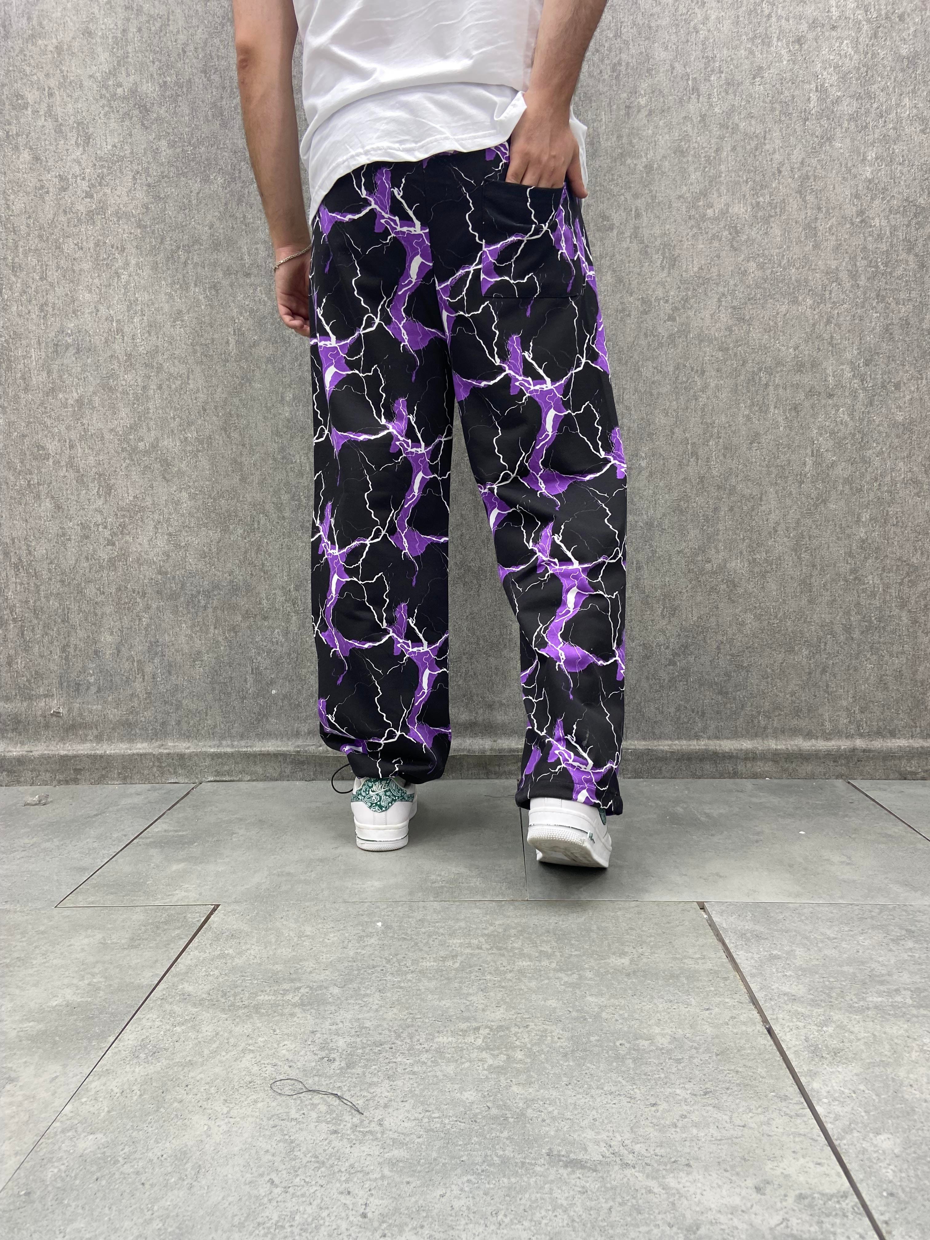 Beli Lastikli Paça Stoperli  Pamuklu Desenli  Baggy Pantolon