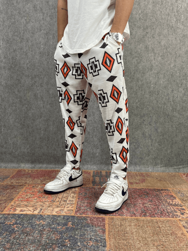 Beli Lastikli Desenli Bohem Baggy Pantolon