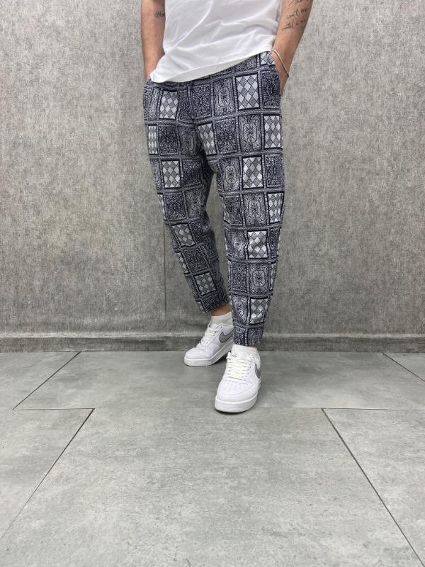 Beli Lastikli Aztek Desenli Bohem Baggy Pantolon