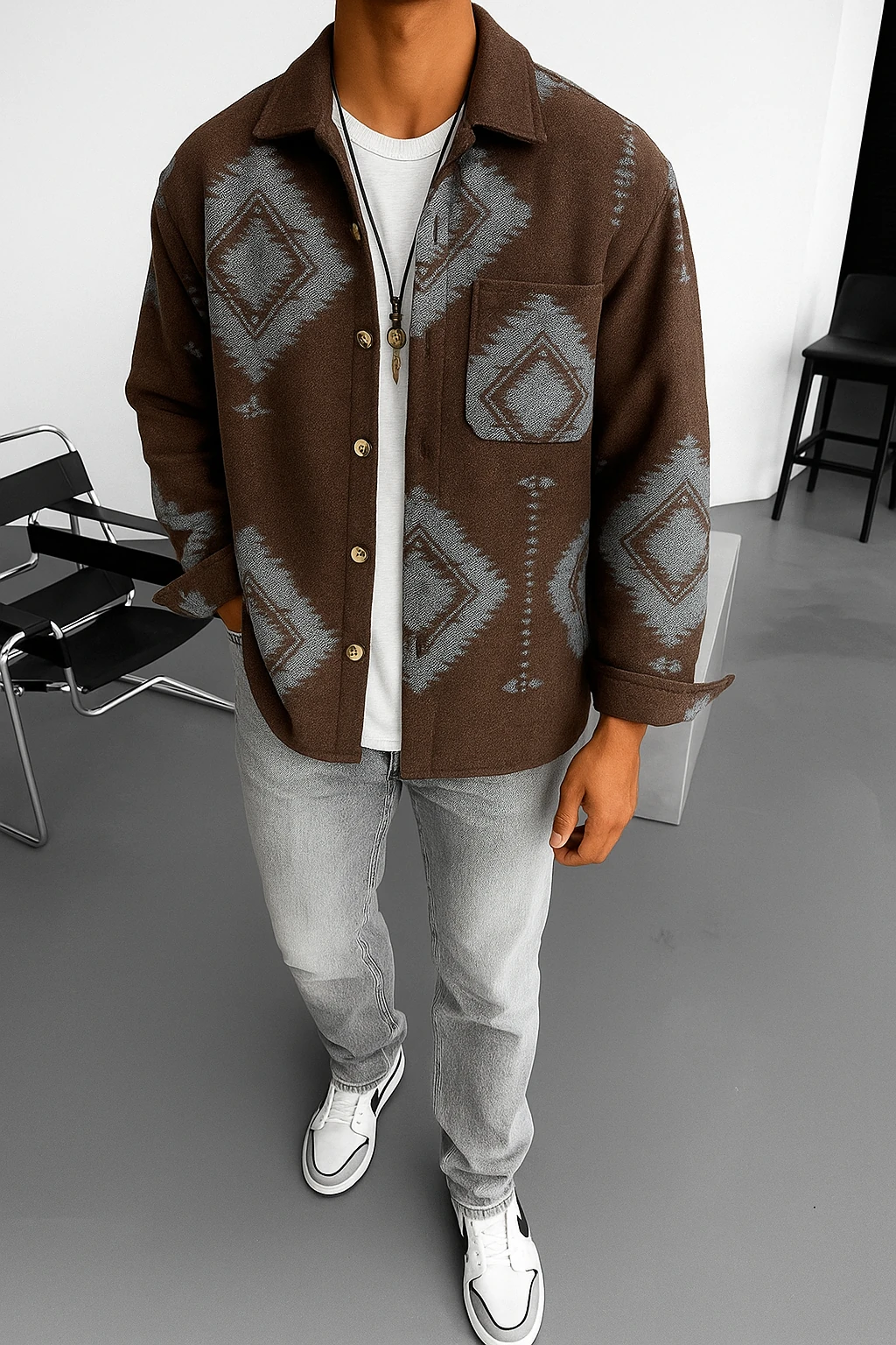 Oversize Otantik Pamuk Kaşe Gömlek