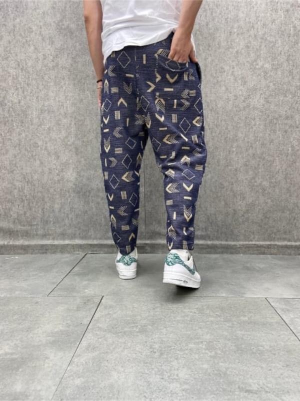 Beli Lastikli Bohem Baggy Desenli Pantolon