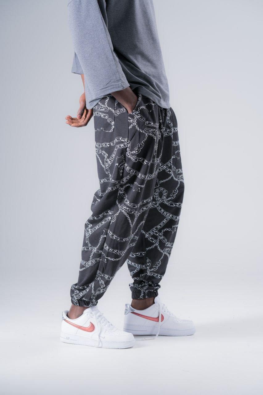 Beli Lastikli Desenli Şalvar