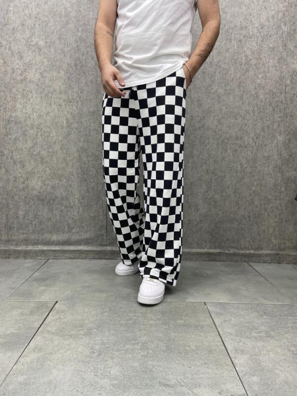Beli Lastikli Stoperli Boru Paça Desenli  Baggy Pantolon