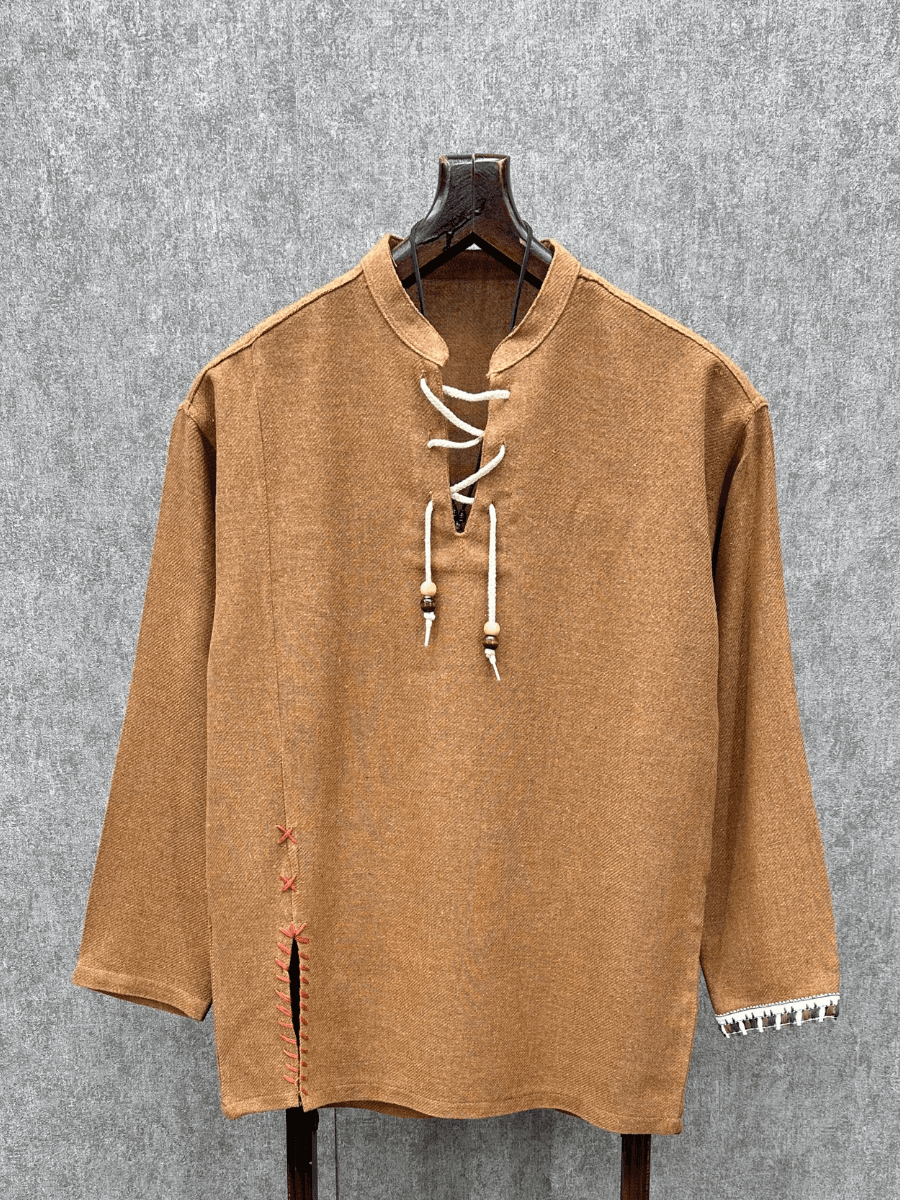 Oversize Long Boy Yıkamalı Pamuk Dokuma Toprak  Bohem Sweatshirt 