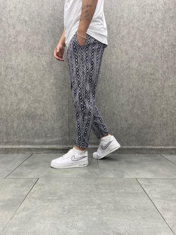 Beli Lastikli Bohem Baggy Desenli Pantolon