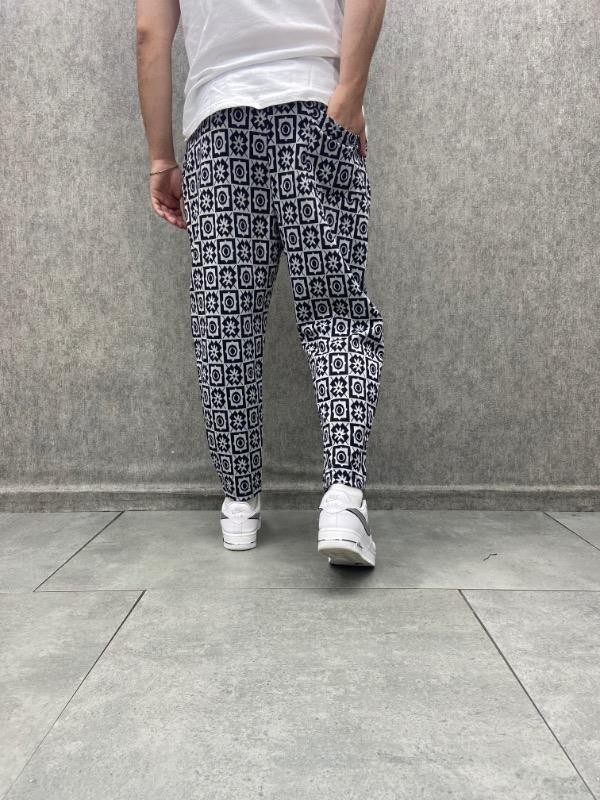 Beli Lastikli Bohem Baggy Desenli Pantolon