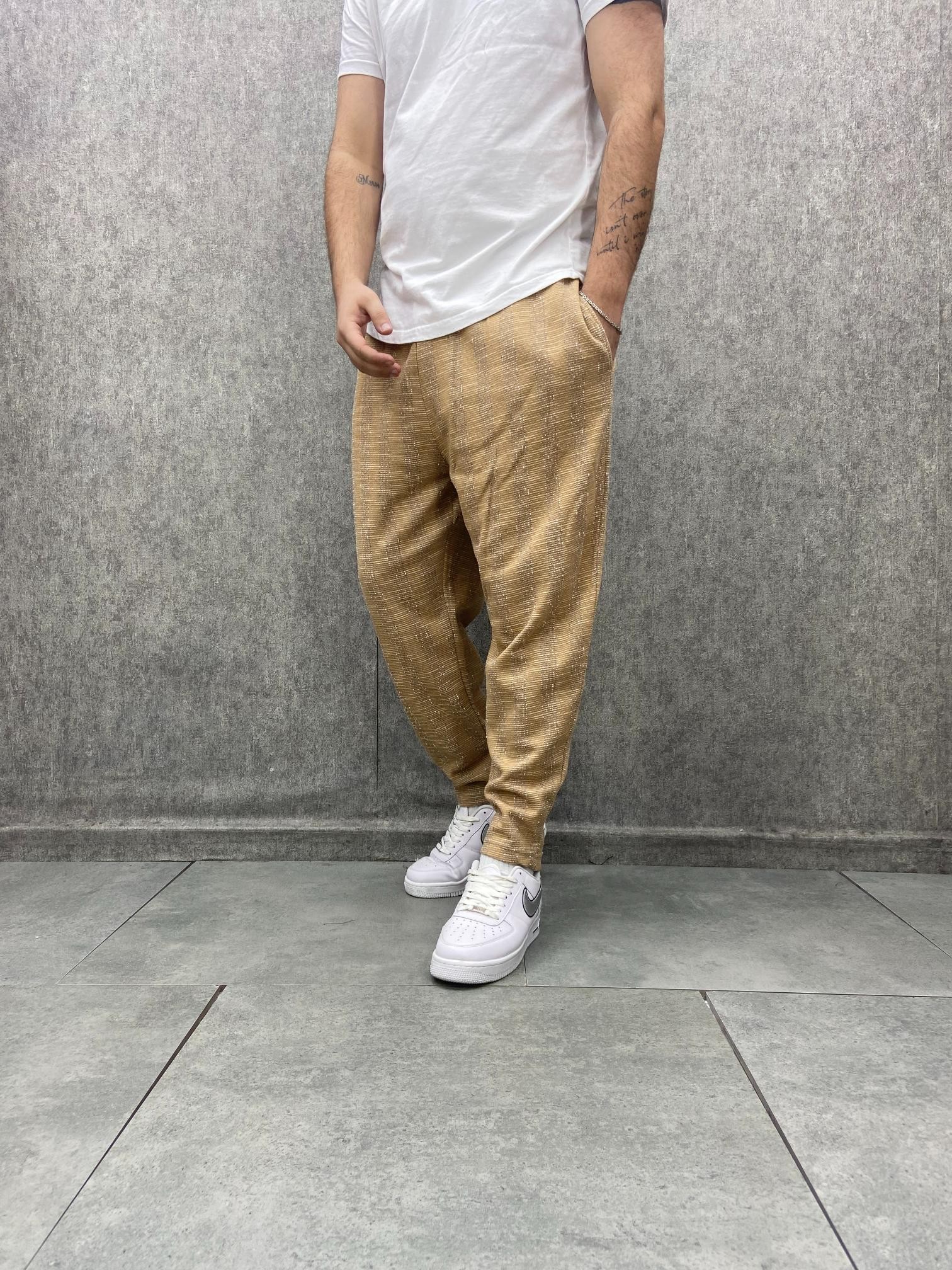 Beli Lastikli Desenli Baggy Pantolon