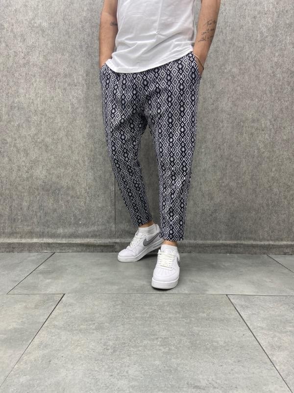 Beli Lastikli Bohem Baggy Desenli Pantolon
