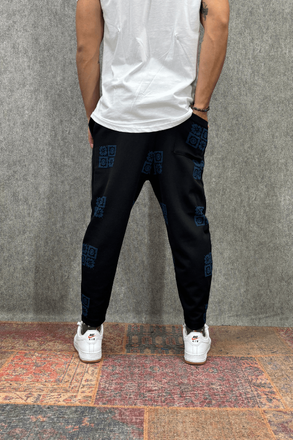 Beli Lastikli Desenli Baggy Pantolon