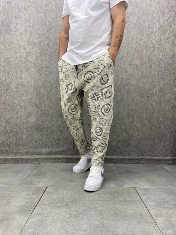 Beli Lastikli Aztek Desenli Baggy Pantolon