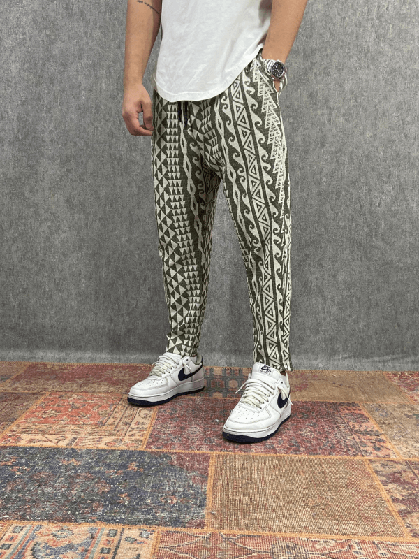 Beli Lastikli Desenli Bohem Baggy Pantolon