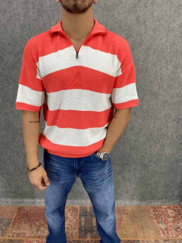 Oversize Çizgili Triko Tshirt 