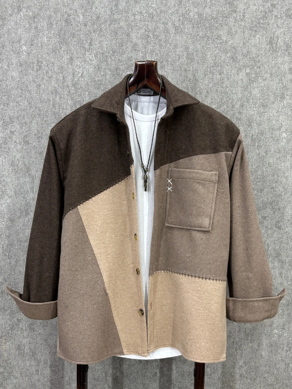 Oversize Picasso Pamuk Kaşe Gömlek