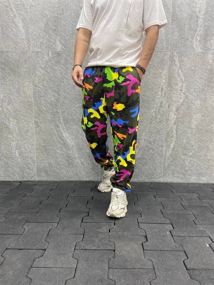 Beli Lastikli Pamuk Örme Desenli Jogger