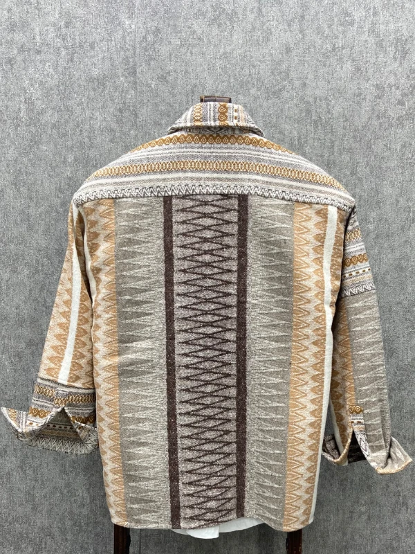 Oversize Bohem Nepal Pamuk Kaşe Desenli  Gömlek