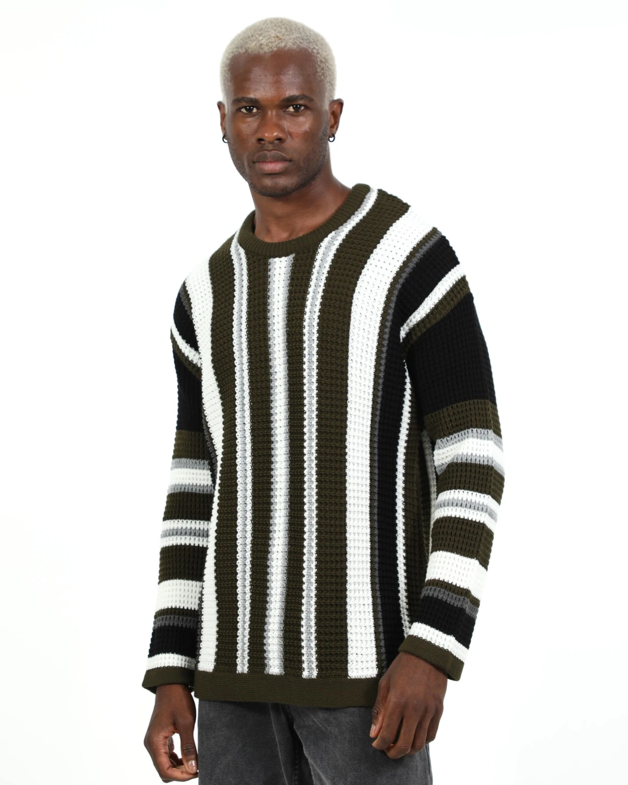 Oversize Long Çizgili Triko