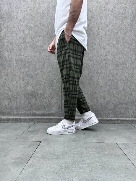 Beli Lastikli Ekoseli Baggy Pantolon