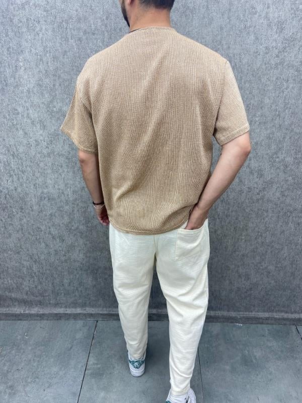 Oversize Yıkamalı Keten Gömlek