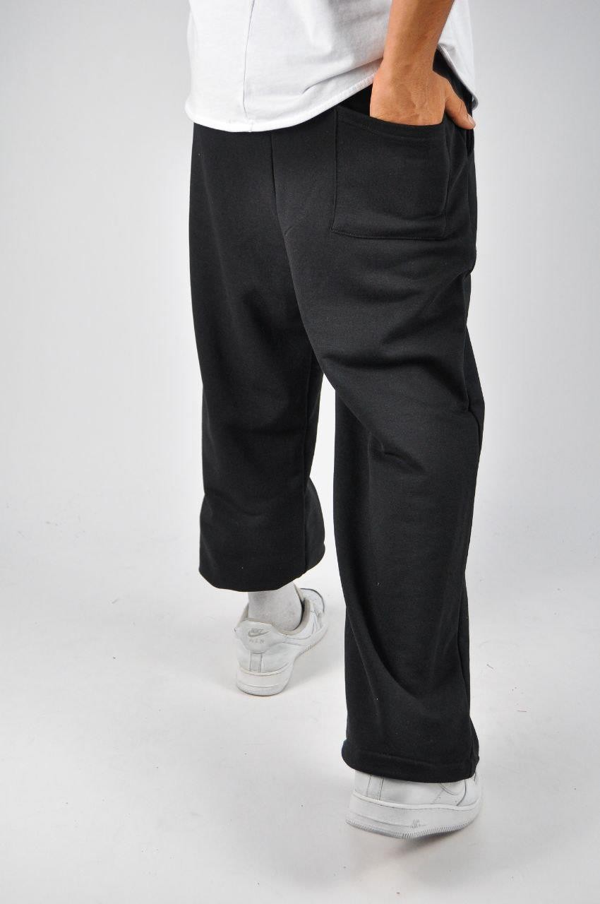 Beli Lastikli Paça Stoperli Siyah   Pamuklu Baggy Pantolon