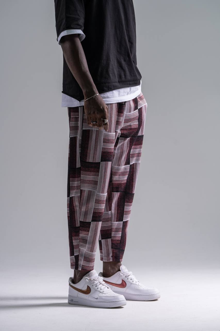 Beli Lastikli Ekoseli Baggy Pantolon 