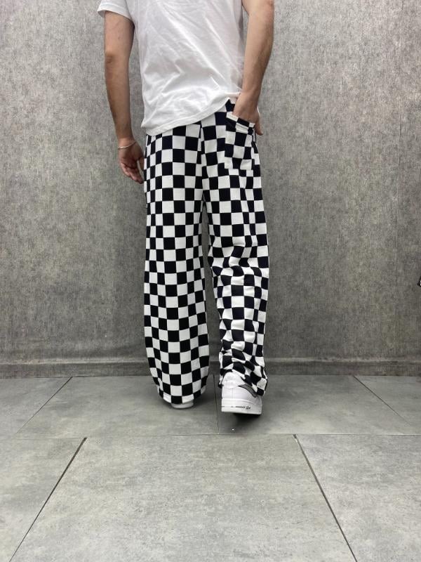 Beli Lastikli Stoperli Boru Paça Desenli  Baggy Pantolon